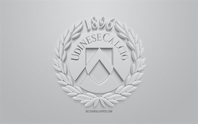 Udinese Calcio, cr&#233;atrice du logo 3D, fond gris, 3d embl&#232;me, italien, club de football, Serie A, Udine, en Italie, art 3d, le football, l&#39;&#233;l&#233;gant logo 3d, Udinese