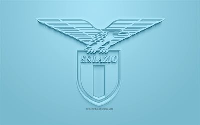 SS Lazio, créatrice du logo 3D, fond bleu, 3d emblème, italien, club de football, Serie A, Rome, Italie, art 3d, le football, l'élégant logo 3d, la Lazio FC