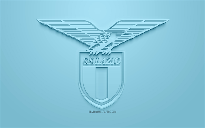 SS Lazio, creative 3D logo, blue background, 3d emblem, Italian football club, Serie A, Rome, Italy, 3d art, football, stylish 3d logo, Lazio FC
