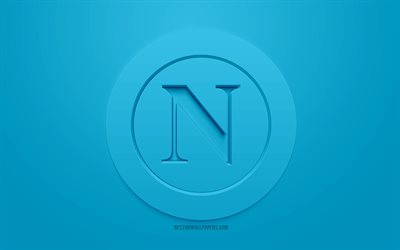 SSC Napoli, creative 3D logo, blue background, 3d emblem, Italian football club, Serie A, Naples, Italy, 3d art, football, stylish 3d logo, Napoli FC