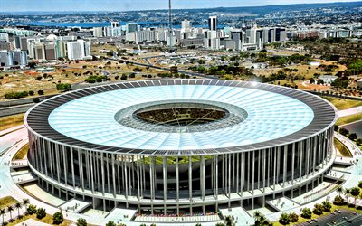 Mane Garrincha Estadio, paisajes urbanos, Arena Mane Garrincha, vista a&#233;rea, f&#250;tbol, estadio de f&#250;tbol, HDR, estadios brasile&#241;os, Mane Garrincha, de Brasilia, Brasil
