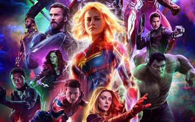 4k, Avengers EndGame, karakterler, 2019 filmi, 4, poster Avengers, EndGame logo, yaratıcı Avengers