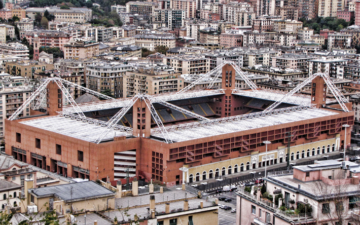 stadion luigi ferraris, 4k, marassi, italienisch stadion, genua stadion, sampdoria fc genua, italien, luigi ferraris-stadion