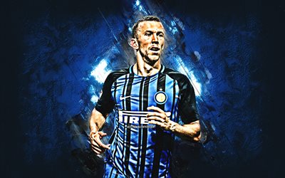 Ivan Perisic, FC Internazionale, midfielder, joy, blue stone, portrait, famous footballers, football, Inter Milan FC, croatian footballers, grunge, Serie A, Italy, Perisic