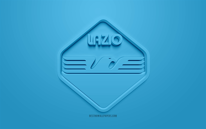 Lazio FC, nuevo emblema, creativo logo en 3D, nuevo logo, fondo azul, emblema 3d, italiano, club de f&#250;tbol, Serie a, Roma, Italia, 3d, arte, f&#250;tbol, elegante logo en 3d, SS Lazio