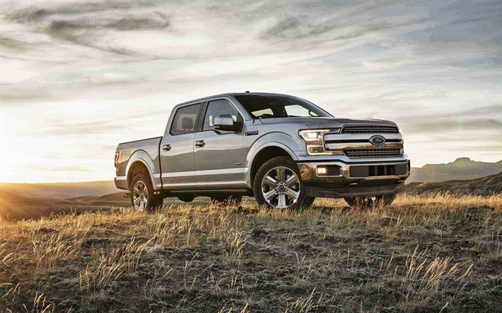 2019, Ford F-150, side view, exterior, new silver F-150, american cars, Ford