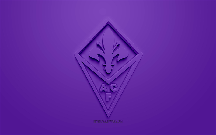 ACF Fiorentina, الإبداعية شعار 3D, خلفية الأرجواني, 3d شعار, الإيطالي لكرة القدم, دوري الدرجة الاولى الايطالي, فلورنسا, إيطاليا, الفن 3d, كرة القدم, أنيقة شعار 3d