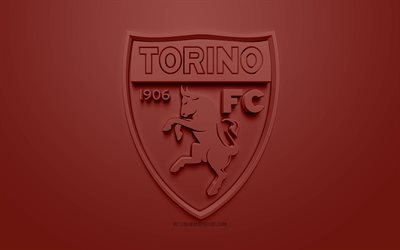 Torino FC, kreativa 3D-logotyp, brun bakgrund, 3d-emblem, Italiensk fotboll club, Serie A, Turin, Italien, 3d-konst, fotboll, snygg 3d-logo