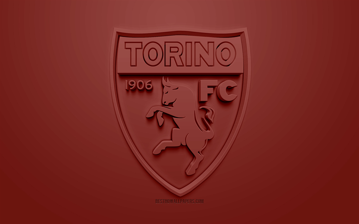 Torino FC, yaratıcı 3D logo, kahverengi arka plan, 3d amblem, İtalyan Futbol Kul&#252;b&#252;, Serie A, Torino, İtalya, 3d sanat, futbol, 3d logo şık