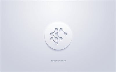 Synereo AMP logo, 3d valkoinen logo, 3d art, valkoinen tausta, kryptovaluutta, Synereo AMP, rahoituksen k&#228;sitteit&#228;, liiketoiminnan, Synereo AMP 3d logo