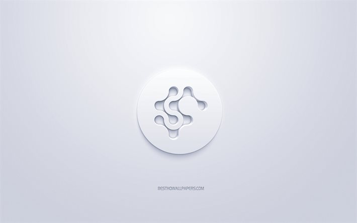 Synereo AMP logotyp, 3d-vit logo, 3d-konst, vit bakgrund, cryptocurrency, Synereo AMP, finansiering begrepp, f&#246;retag, Synereo AMP 3d-logotyp