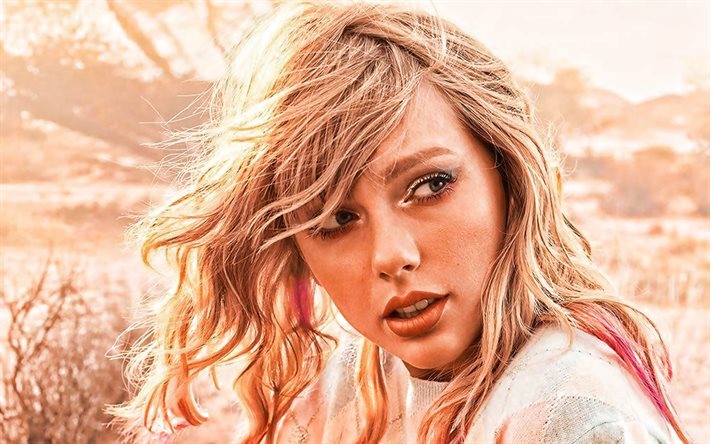 Taylor Swift, chanteuse am&#233;ricaine, portrait, photographie, robe beige, star am&#233;ricaine