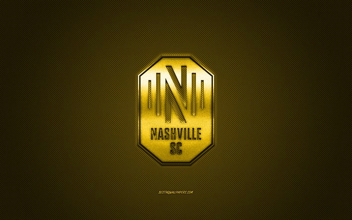 Nashville SC, Amerikan Futbol Kul&#252;b&#252;, İLKAY, sarı karbon arka plan, Nashville SC yeni logo, ABD, futbol