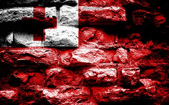 Tonga drapeau grunge texture de brique, le Drapeau des Tonga, drapeau sur le mur de brique, les Tonga, les drapeaux des pays d&#39;Oc&#233;anie