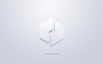 Ubiq logotyp, 3d-vit logo, 3d-konst, vit bakgrund, cryptocurrency, Ubiq, finansiering begrepp, f&#246;retag, Ubiq 3d-logotyp