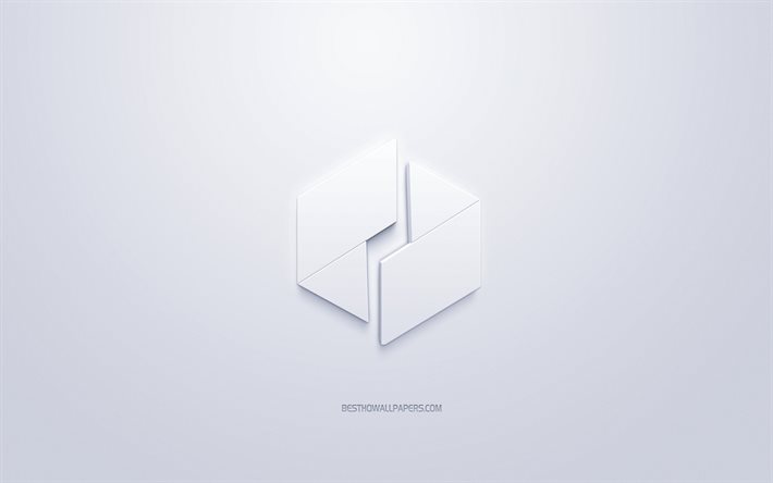 Ubiq logo, 3d valkoinen logo, 3d art, valkoinen tausta, kryptovaluutta, Ubiq, rahoituksen k&#228;sitteit&#228;, liiketoiminnan, Ubiq 3d logo
