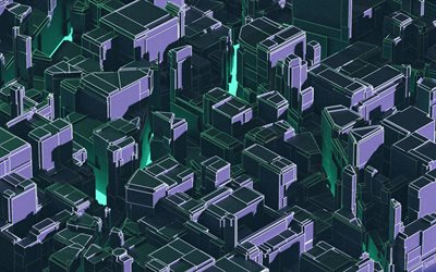 isometric buildings, 3D art, abstract citiscapes, isometric backgrounds, isometric city
