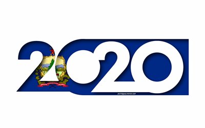 Vermont 2020, d'état AMÉRICAIN, Drapeau de l'état du Vermont, fond blanc, Vermont, art 3d, 2020 concepts, drapeau, drapeau des états américains, 2020 Nouvel An, 2020 Vermont drapeau