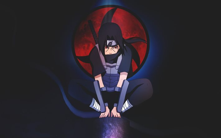 Sasuke Uchiha, minimalism, Naruto characters, artwork, fan art, manga, Naruto, Sharingan