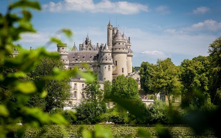 Chateau de Pierrefonds, vackra slottet, franska slott, Feodala Slott Pierrefonds, Pierrefonds, Oise, Frankrike