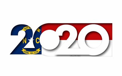 North Carolina 2020, YHDYSVALTAIN valtion, Lippu Pohjois-Carolina, valkoinen tausta, Pohjois-Carolina, 3d art, 2020 k&#228;sitteit&#228;, Pohjois-Carolinan lippu, liput amerikan valtioiden, 2020 Uusi Vuosi, 2020 Pohjois-Carolinan lippu