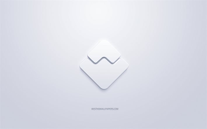 wellen-plattform-logo, white 3d-logo, 3d-kunst, wei&#223;er hintergrund, kryptogeld, wellen-plattform -, finanz-konzepte, business -, wellen-plattform-3d-logo