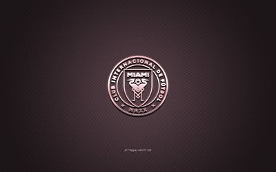 Bland Miami JFR logotyp, amerikansk football club, rosa carbon textur, MLS, Bland Miami CF, kreativ konst, Major League Soccer, Bland Miami