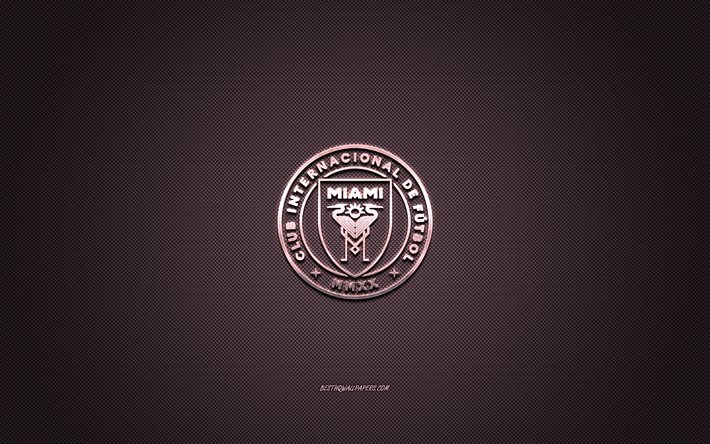 Inter Miami CF logo, american football club, pink carbon texture, MLS, Inter Miami CF, creative art, Major League Soccer, Inter Miami