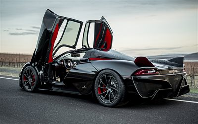 2020, ssc tuatara, ansicht von hinten, luxus-hypercar, neue schwarze ssc tuatara, sport-coup&#233;