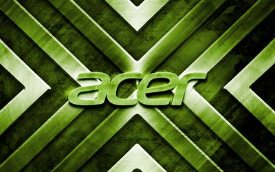 Acer metal logo, 4K, brown metal background, brands, metal arrows, Acer logo, creative, Acer 3D logo, Acer