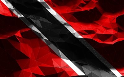 4k, Trinidad and Tobago flag, low poly art, North American countries, national symbols, Flag of Trinidad and Tobago, 3D flags, Trinidad and Tobago, North America, Trinidad and Tobago 3D flag