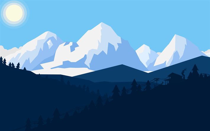 ダウンロード画像 抽象的な冬の風景 4k 抽象絵画 山地 抽象的な自然の背景 森 森林 冬 抽象的な山の風景 抽象的な風景 フリー のピクチャを無料デスクトップの壁紙