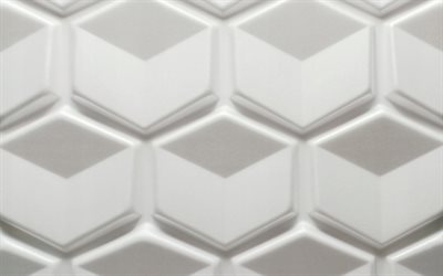 白い六角形の3Dテクスチャ, ストーンホワイトの3Dテクスチャ, 六角形の白い背景, 3D白いセラミックタイル, セラミックタイルのテクスチャ, 3D白い六角形の背景, 六角形のテクスチャ