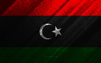 Flag of Libya, multicolored abstraction, Libya mosaic flag, Libya, mosaic art, Libya flag