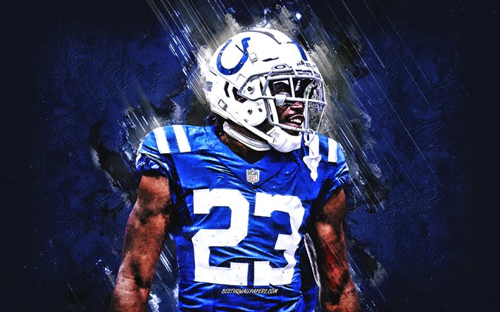 Kenny Moore, Indianapolis Colts, NFL, american football, portrait, blue stone background, National Football League
