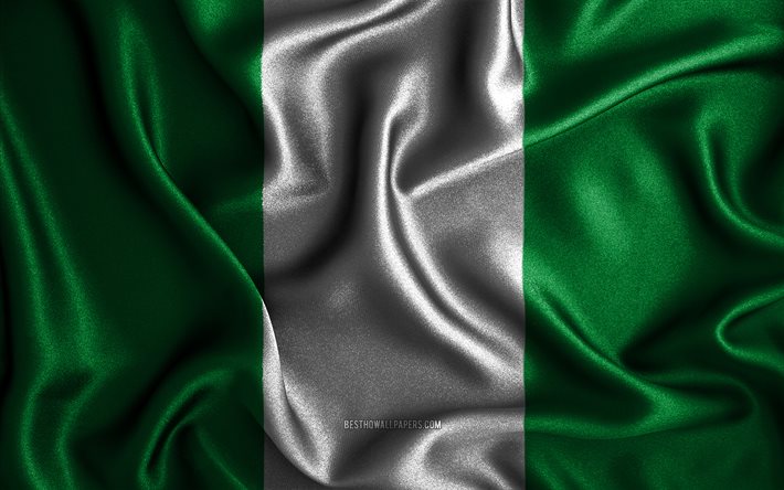 Nigerian flag, 4k, silk wavy flags, African countries, national symbols, Flag of Nigeria, fabric flags, Nigeria flag, 3D art, Nigeria, Africa, Nigeria 3D flag