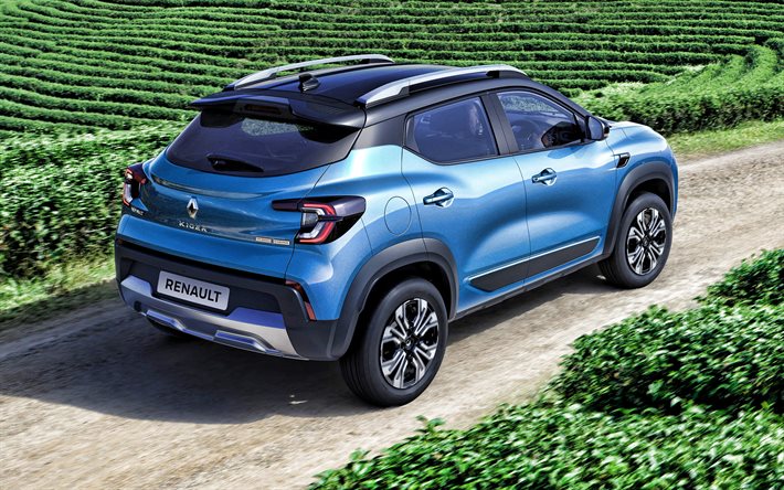 2022, Renault Kiger, 4k, exterior, rear view, compact crossover, new blue Kiger, French cars, Renault