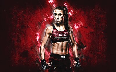 Joanna Jedrzejczyk, UFC, MMA, Polish fighter, portrait, burgundy stone background, Ultimate Fighting Championship