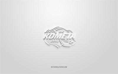 HC Kometa Brno, Czech ice hockey club, creative 3D logo, white background, Czech Extraliga, Brno, Czech Republic, 3d art, ice hockey, HC Kometa Brno 3d logo