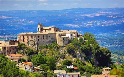 Castelvetere sul Calore, vanha linnoitus, vuoret, kes&#228;, maamerkki, Campania, Italia