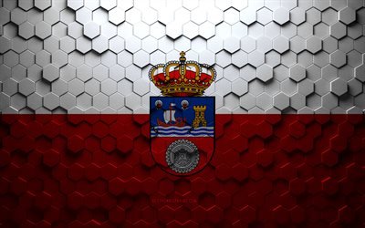 Flag of Cantabria, honeycomb art, Cantabria hexagons flag, Cantabria, 3d hexagons art, Cantabria flag