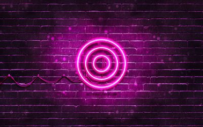 Target purple logo, 4k, purple brickwall, Target logo, brands, Target neon logo, Target