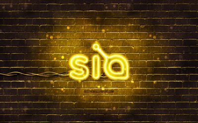 Siacoin keltainen logo, 4k, keltainen tiilisein&#228;, Siacoin logo, kryptovaluutta, Siacoin neon logo, Siacoin