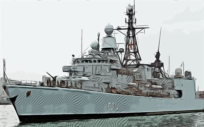 Lubeck, F214, 4k, German frigate, vector art, Lubeck drawing, creative art, Lubeck art, vector drawing, abstract ships, ships drawings, German Navy, Lubeck F214, FGS Lubeck