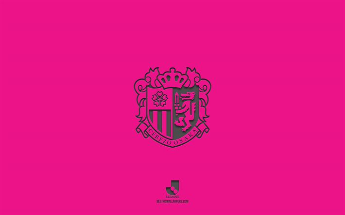 Cerezo Osaka, rosa bakgrund, japanskt fotbollslag, Cerezo Osaka emblem, J1 League, Japan, fotboll, Cerezo Osaka logotyp