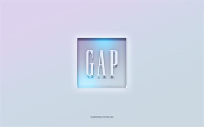 Logo Gap, sfondo bianco, logo Gap 3d, arte 3d, Gap, emblema Gap 3d