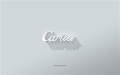 Cartier logotyp, vit bakgrund, Cartier 3d logotyp, 3d konst, Cartier, 3d Cartier emblem