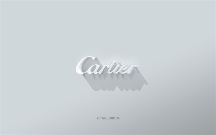 カルティエのロゴ, 白背景, カルティエ3Dロゴ, 3Dアート, カルティエ, 3Dカルティエエンブレム