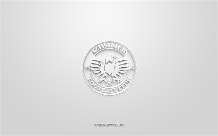 Cavalier FC, logo 3D creativo, sfondo bianco, club di calcio giamaicano, National Premier League, Kingston, Giamaica, arte 3d, calcio, logo 3d del Cavalier FC