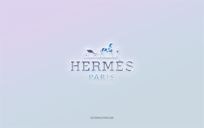 Hermes-logo, leikattu 3d-teksti, valkoinen tausta, Hermes 3d-logo, Hermes-tunnus, Hermes, kohokuvioitu logo, Hermes 3d -tunnus